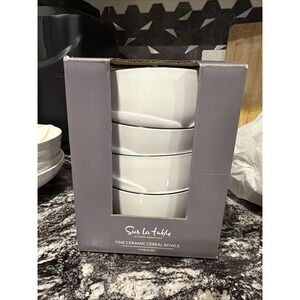 Sur La Table Kitchen Essentials Set of 4 Fine Ceramic Cereal Bowls White 5.75"